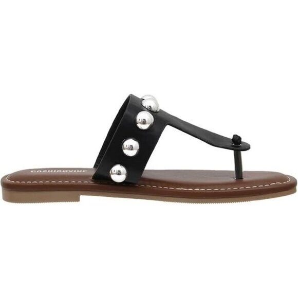 CUSHIONAIRE Women's Cindy Thong Silver Stud Sandal Comfort Foam size 8.5 - Picture 3 of 8